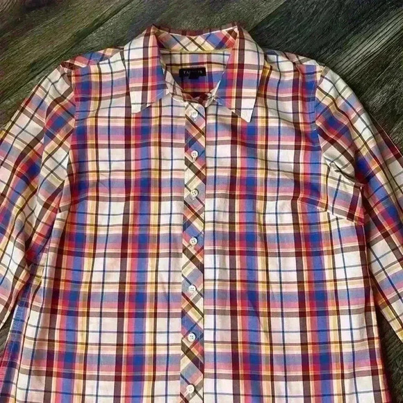 Talbots Preppy Plaid Long Sleeve Button Down Cotton Small - Picture 3 of 8